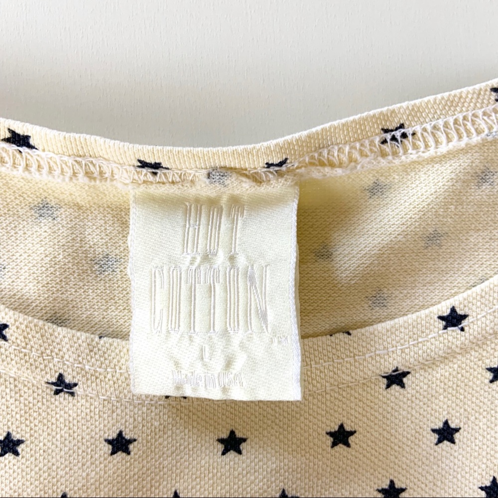 Vintage Hot Cotton T-shirt Dress Ivory Navy Star M - Picture 5 of 6